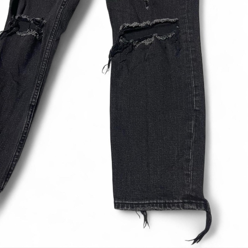 Abercrombie Fitch The Mom High Rise Distressed Jeans Sz 27x26 Black Grunge - Picture 2 of 8